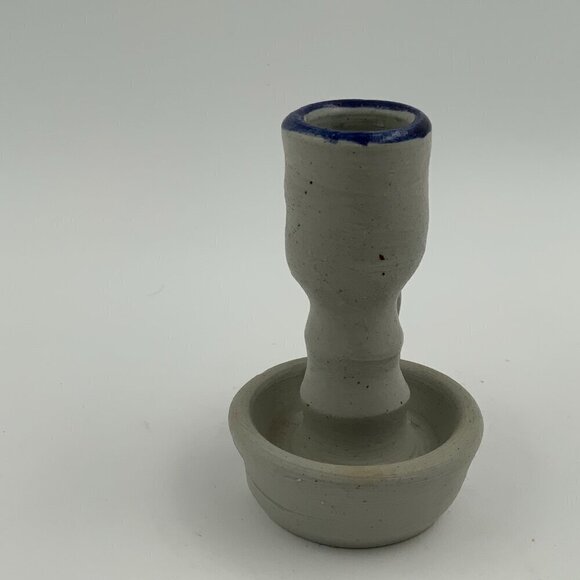 Williamsburg Pottery Salt Glaze Cobalt Blue Stoneware 4” Candle Holder - Picture 3 of 6